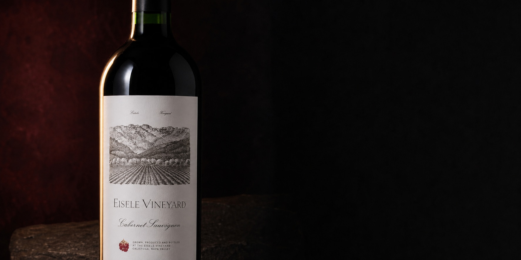 Eisele Vineyard wine presented in warm cellar light